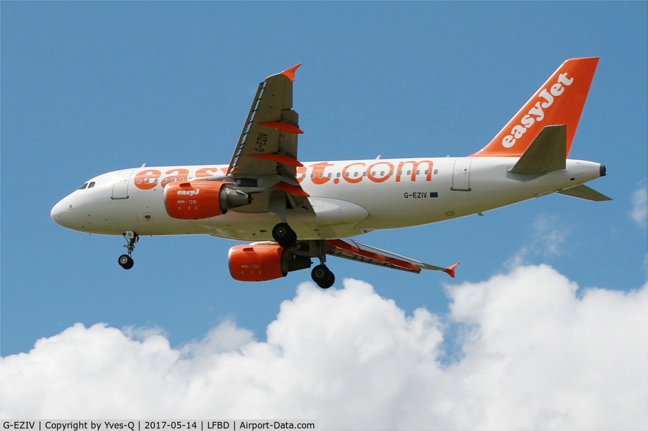 G-EZIV, 2005 Airbus A319-111 C/N 2565, Airbus A319-111, On final rwy 23, Bordeaux-Mérignac airport (LFBD-BOD)