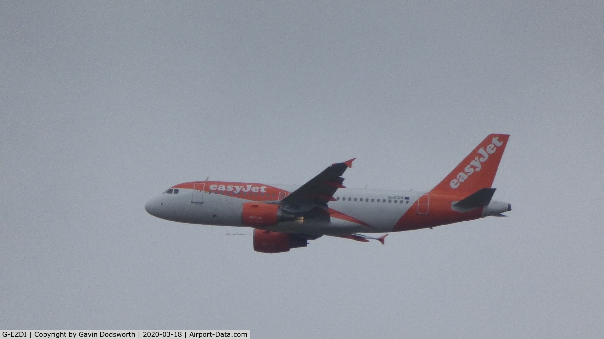 G-EZDI, 2008 Airbus A319-111 C/N 3537, Over Darlington, England, whilst on crew training at Teesside airport on 18/03/20
