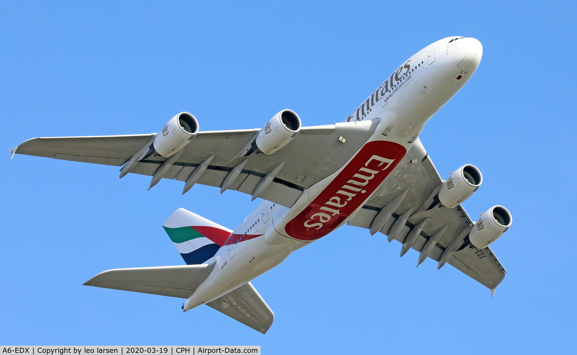 A6-EDX, 2012 Airbus A380-861 C/N 105, Copenhagen 19.3.2020