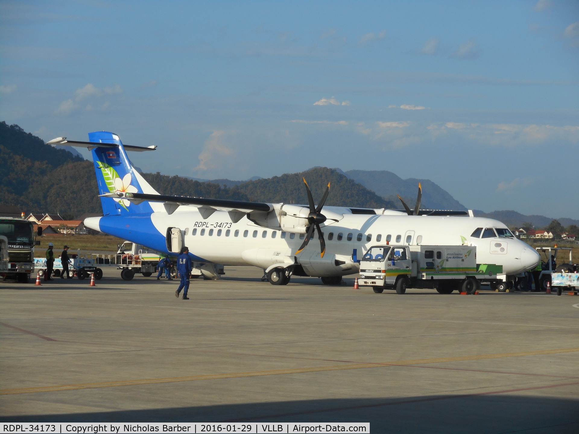 RDPL-34173, 2009 ATR 72-212A C/N 870, Lao Airlines ATR 72-212A, RDLP34173 at Luang Prabang airport, preparing to depart with the 1330 flight LLL265 to Vientiane on 29 January 2016.