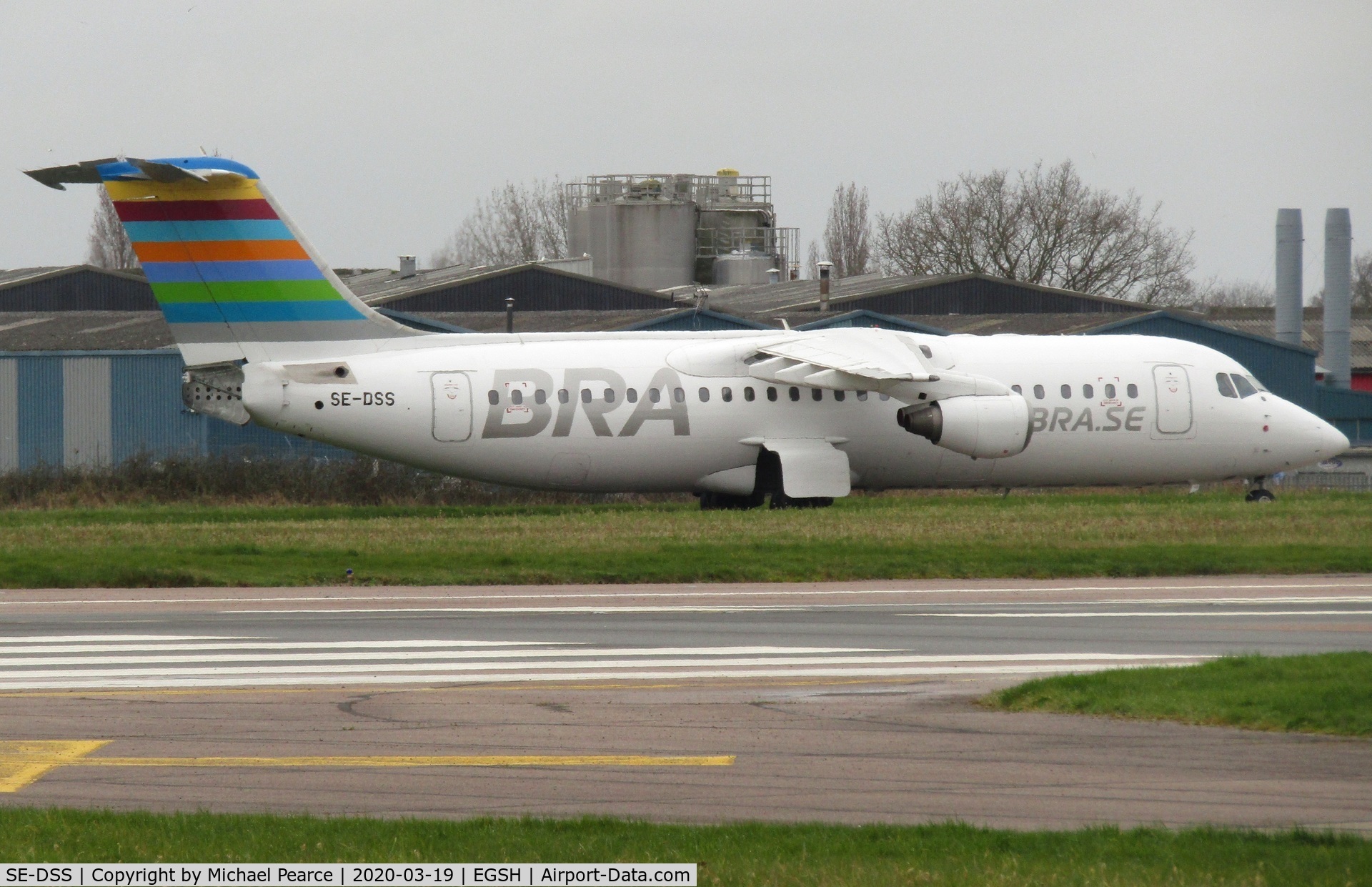 SE-DSS, 1994 British Aerospace Avro 146-RJ100 C/N E3245, Stored on TWY Alpha due to a drop in passenger demand during the COVID-19 outbreak.