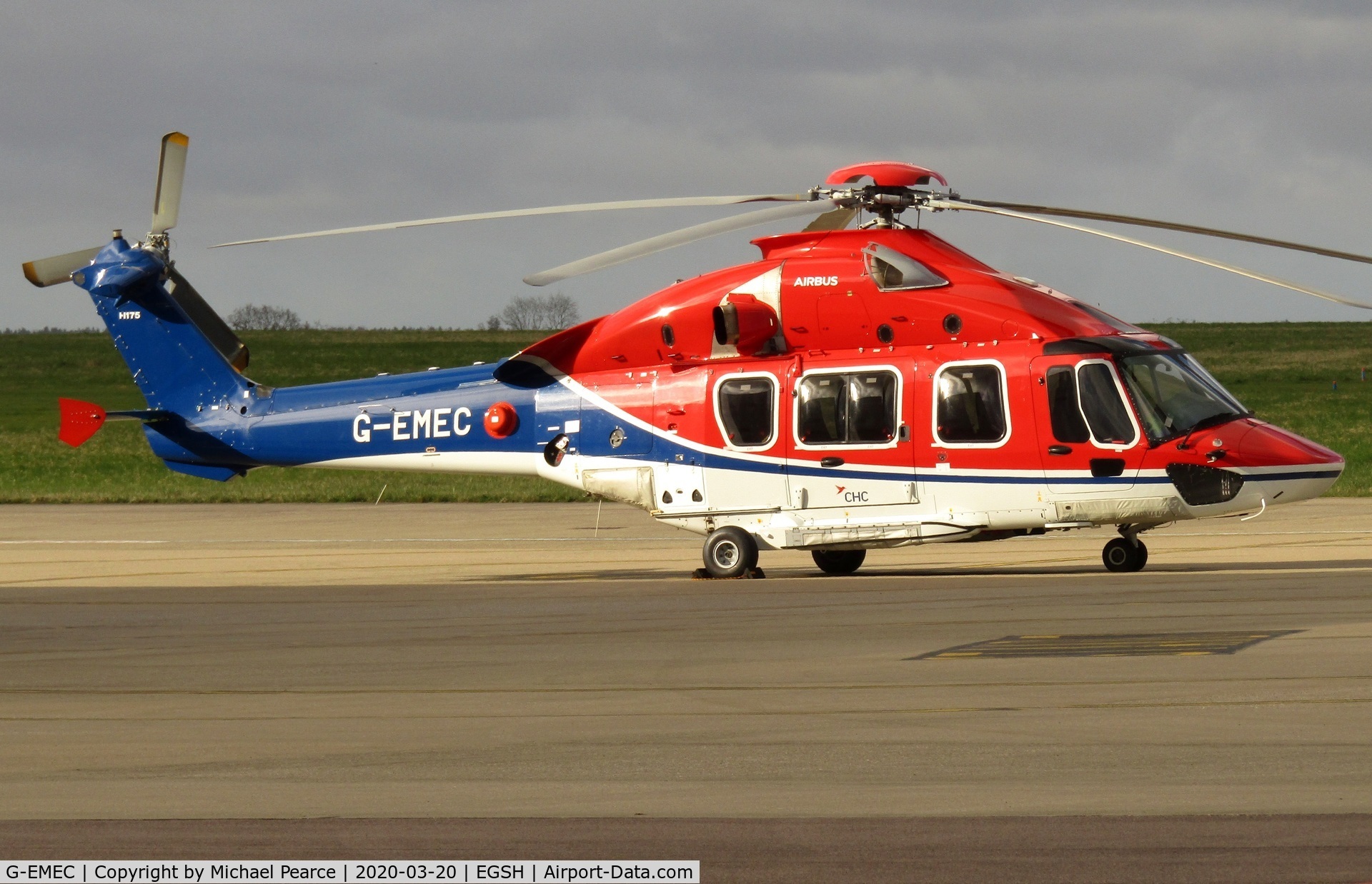 G-EMEC, 2018 Airbus Helicopters EC-175B C/N 5031, Parked on the SaxonAir ramp awaiting its next flight.