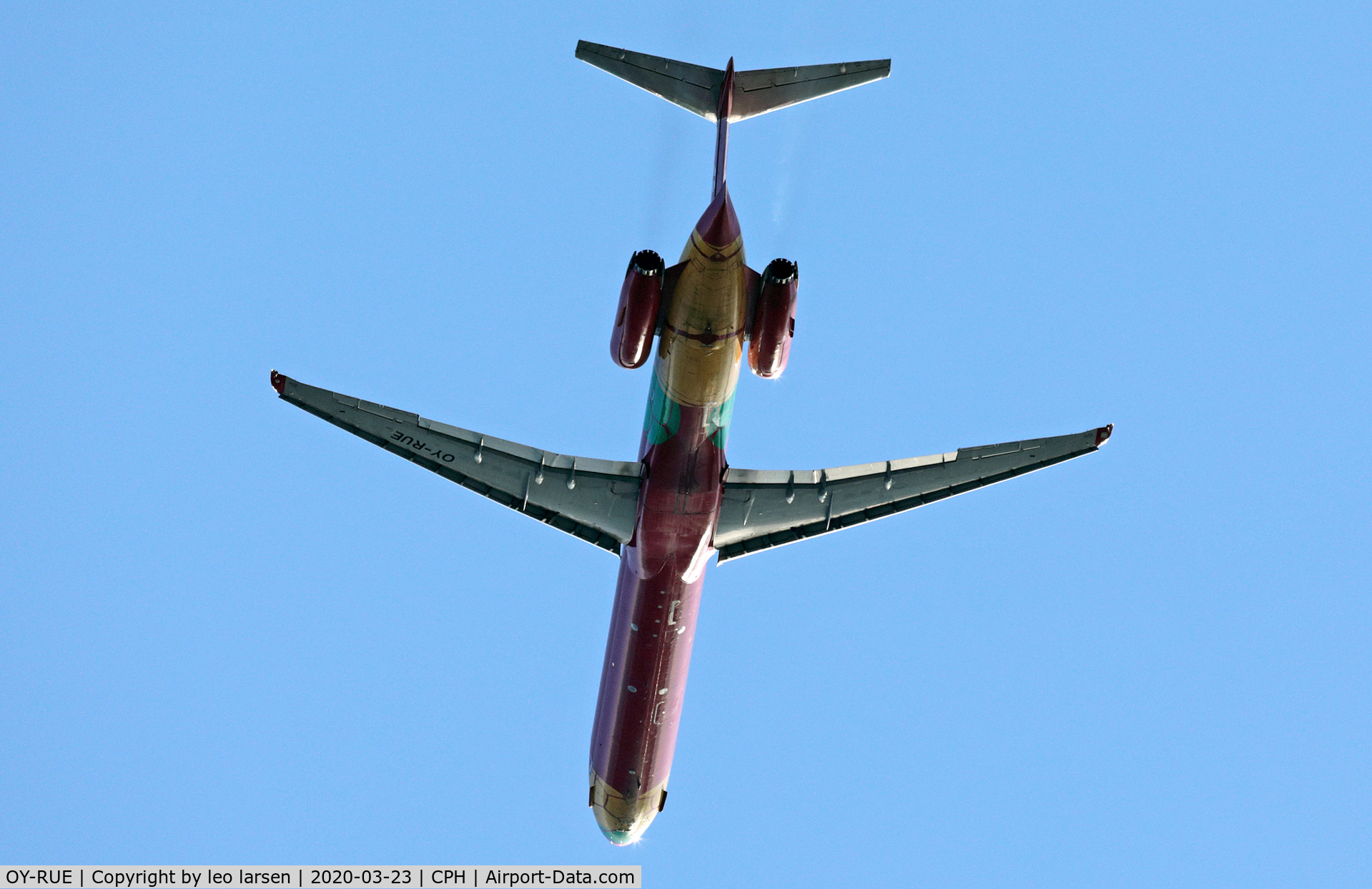 OY-RUE, 1990 McDonnell Douglas MD-83 (DC-9-83) C/N 49936, Copenhagen 23.3.2020