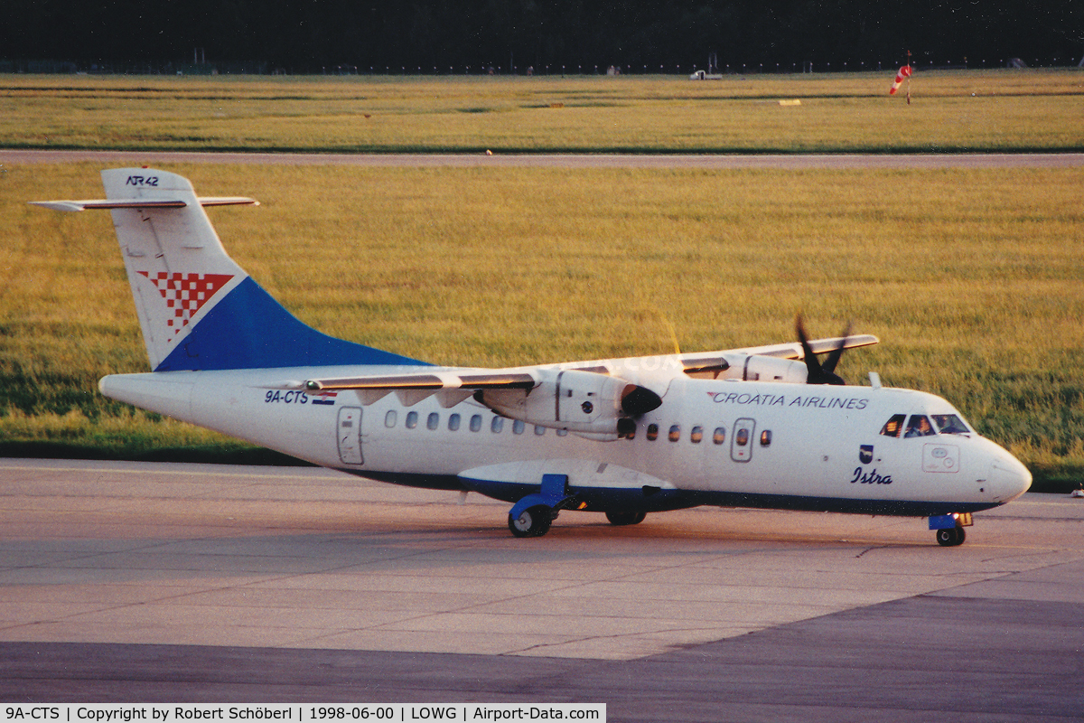 9A-CTS, 1993 ATR 42-310QC C/N 312, 9A-CTS @ LOWG 1998