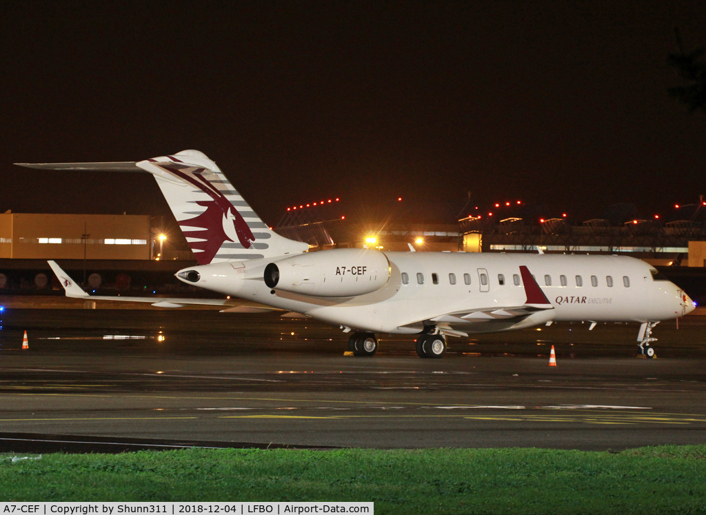 A7-CEF, 2008 Bombardier BD-700-1A10 Global Express C/N 9294, Parked at the General Aviation area...