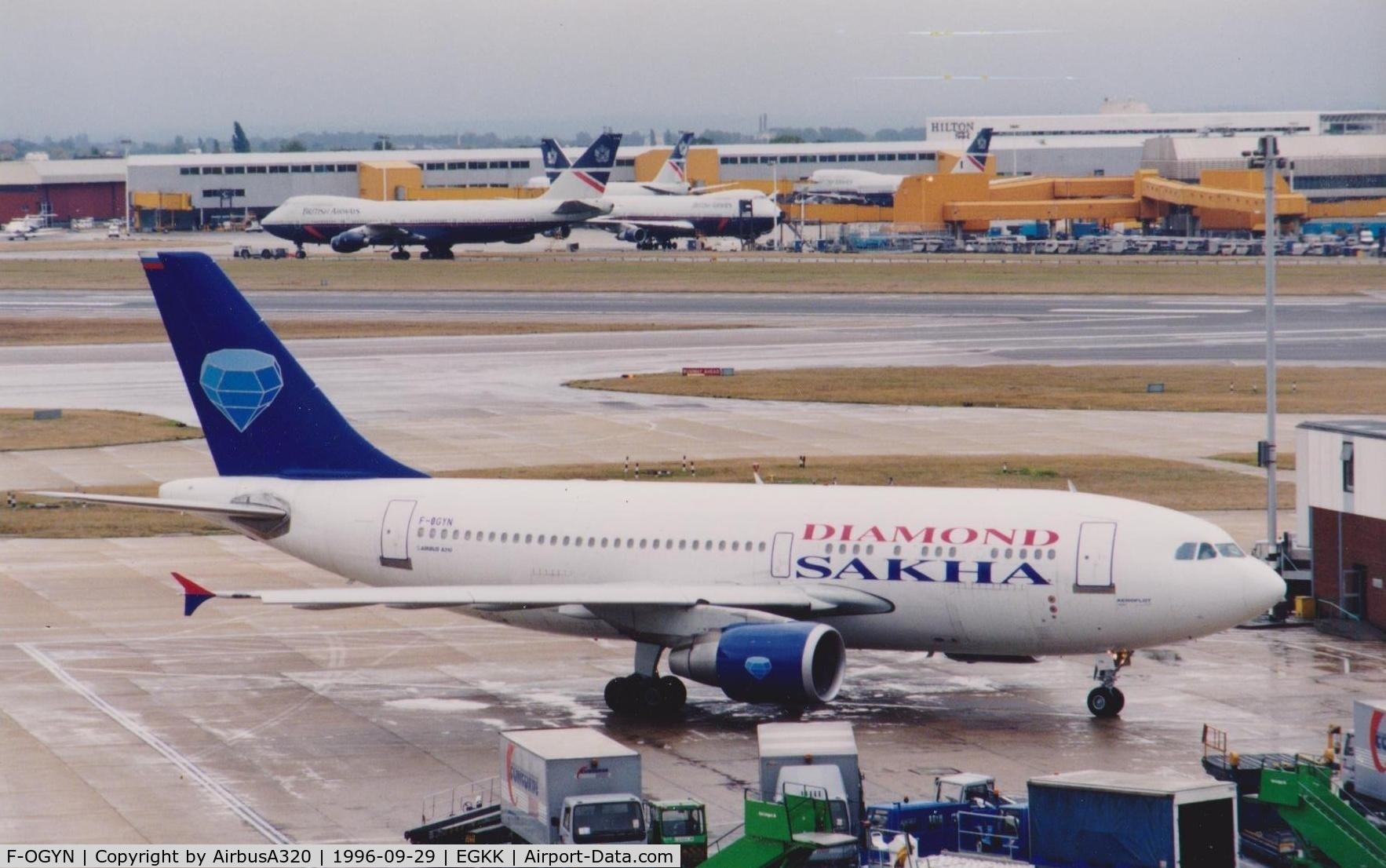 F-OGYN, 1988 Airbus A310-324 C/N 458, seen at LHR operating for Aeroflot