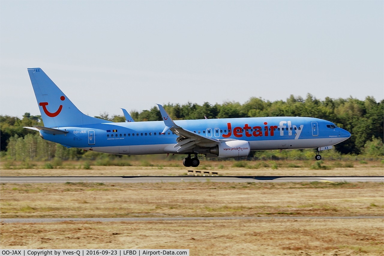 OO-JAX, 2010 Boeing 737-8K5 C/N 37238, Boeing 737-8K5, Landing rwy 05, Bordeaux-Mérignac airport (LFBD-BOD)