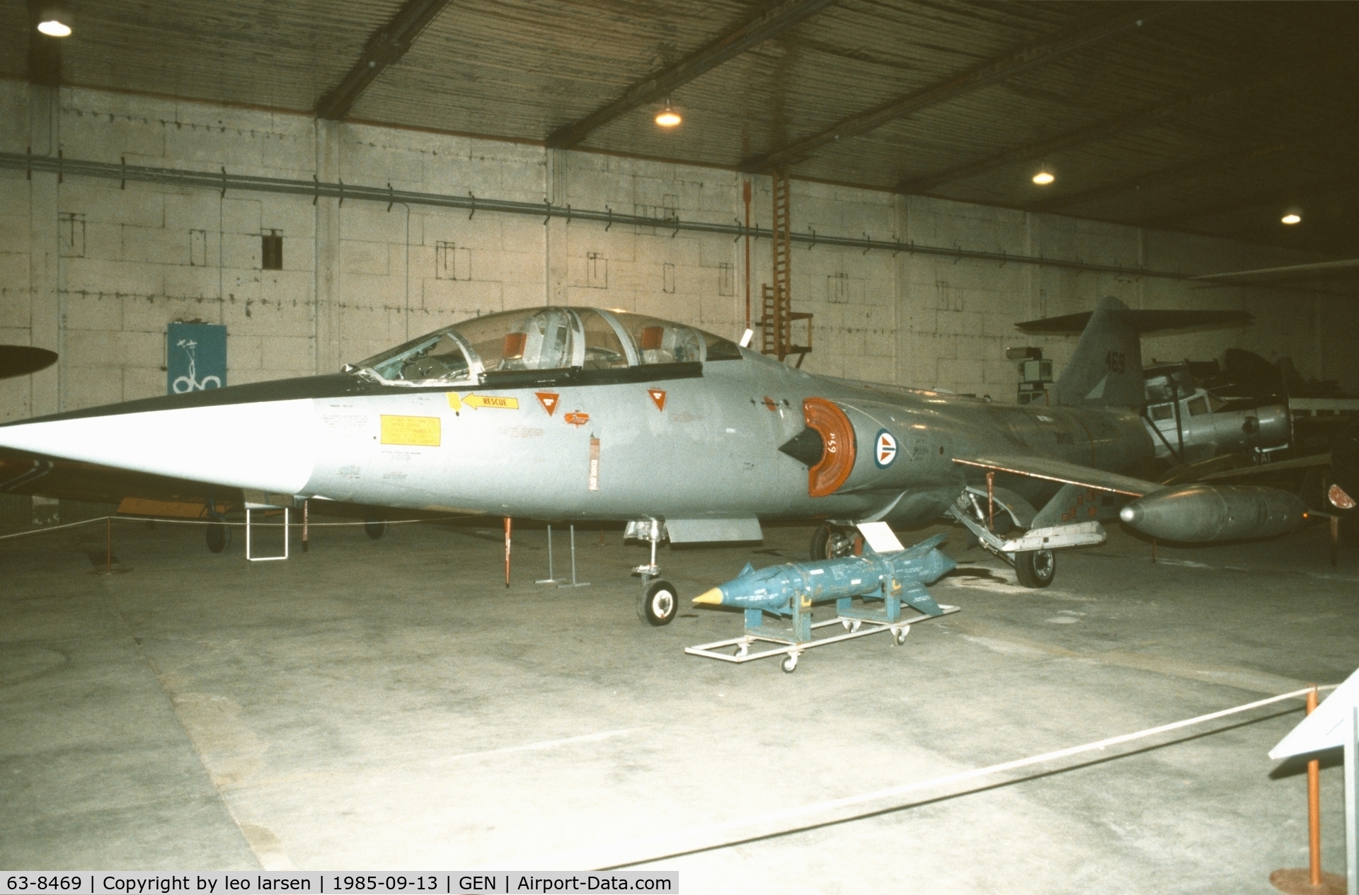 63-8469, 1964 Lockheed TF-104G C/N 583D-5779, Air Force museum Gardermoen 13.9.1985