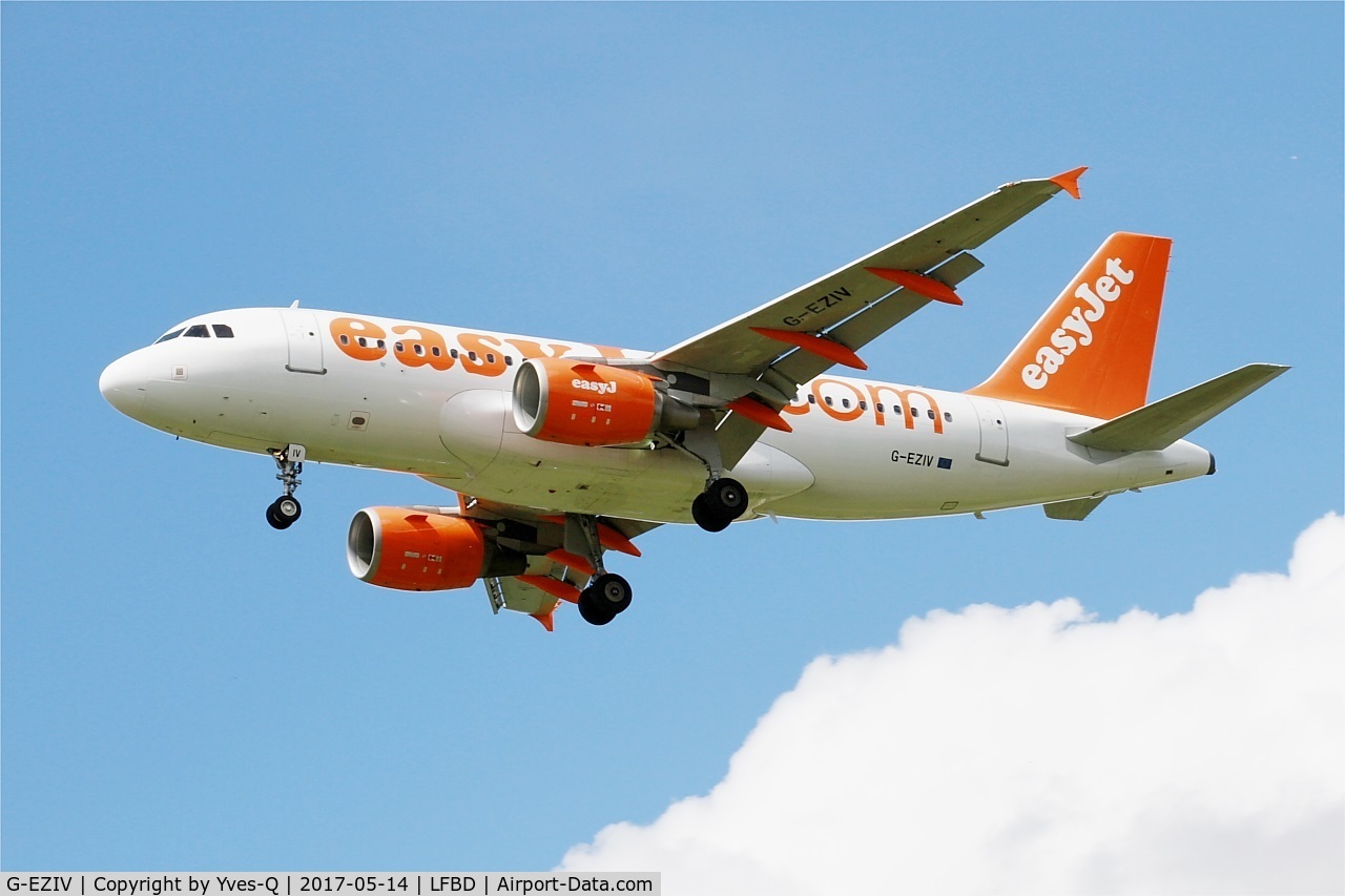 G-EZIV, 2005 Airbus A319-111 C/N 2565, Airbus A319-111, On final rwy 23, Bordeaux-Mérignac airport (LFBD-BOD)