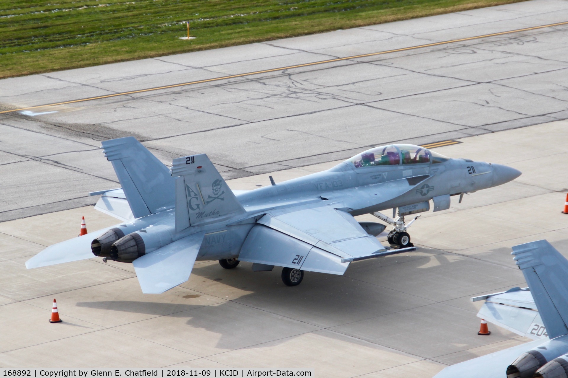 168892, Boeing F/A-18F C/N F273, Photographed from an office in the Control Tower.