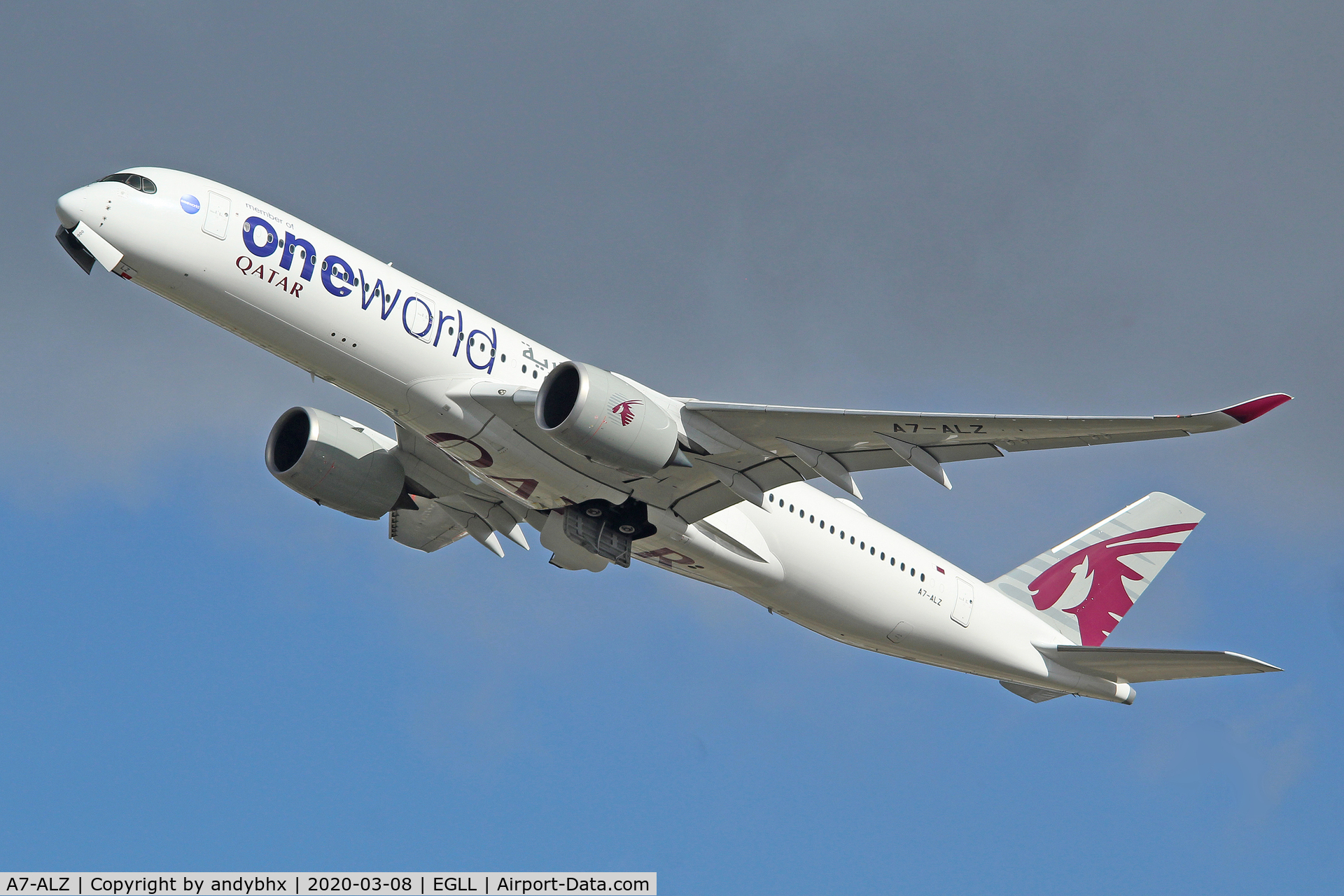 A7-ALZ, 2018 Airbus A350-941 C/N 143, Departing 27L to Doha