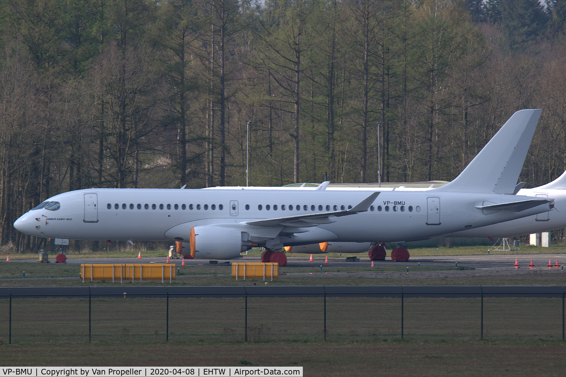 VP-BMU, 2019 Airbus A220-300 C/N 55072, Undelivered Airbus A220-300 stored at Twente airport, the Netherlands. Originally destined for lease to Red Wings Airlines of Russia, but cancelled. Waiting for a new customer