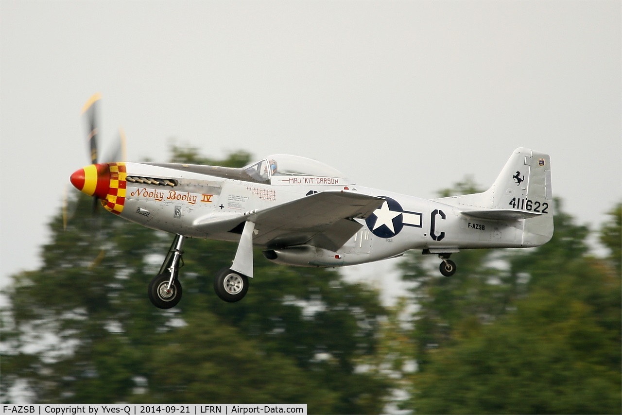 F-AZSB, 1944 North American P-51D Mustang C/N 122-40967, North American P-51D Mustang, Take off, Rennes-St Jacques airport (LFRN-RNS) Air show 2014