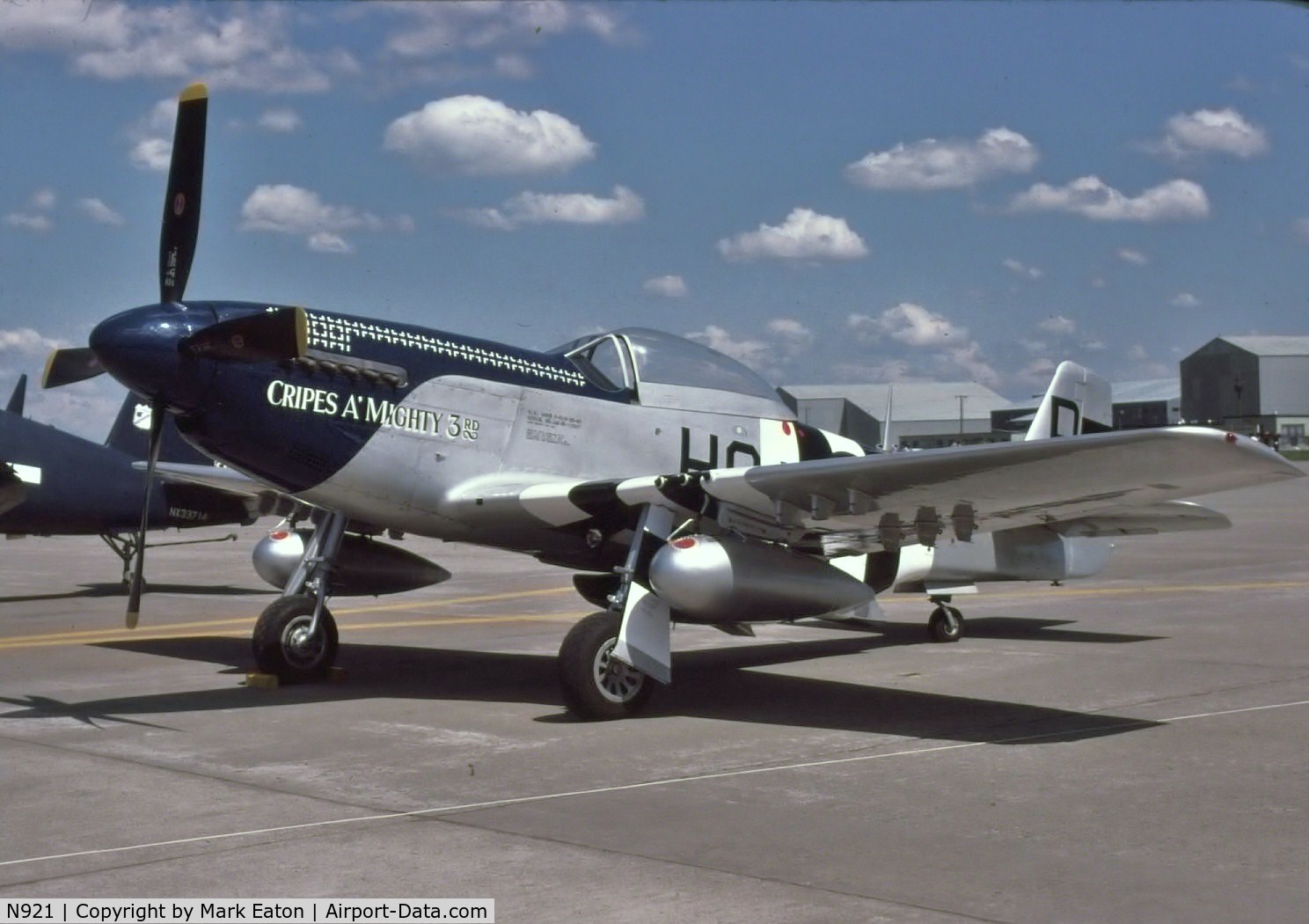 N921, 1945 North American P-51D Mustang C/N 124-48260 (45-11507), Owner: John Schafhausen,Spokane,Washington
Location: Fairchild Air Force Base,Spokane,Wa.
Date: May-1977