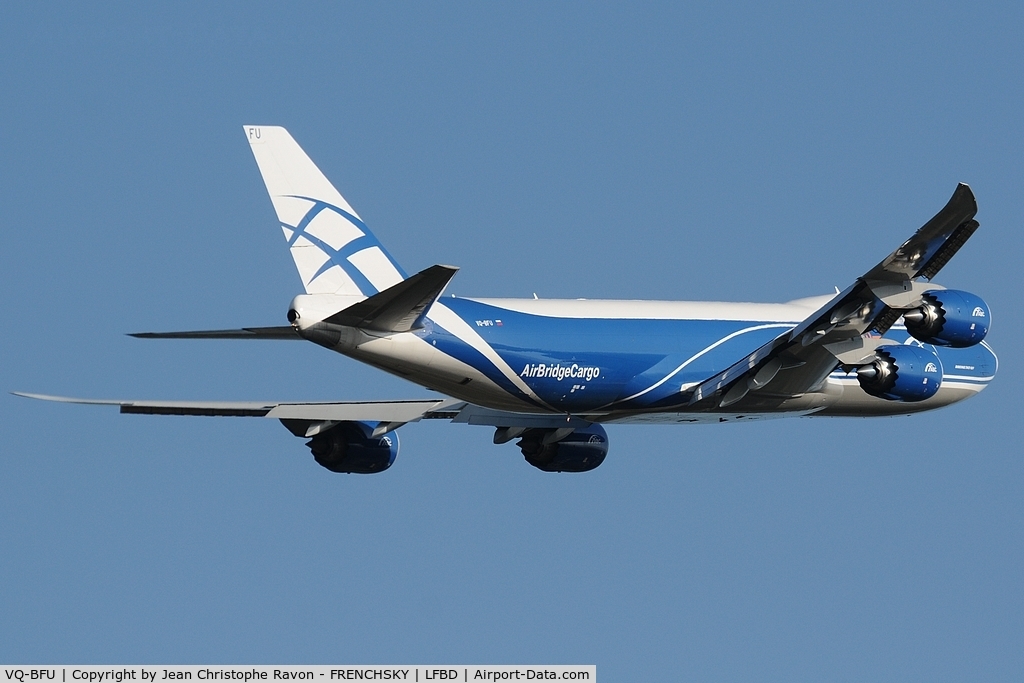 VQ-BFU, 2014 Boeing 747-83QF C/N 60117, AirBridge Cargo take off runway 05
