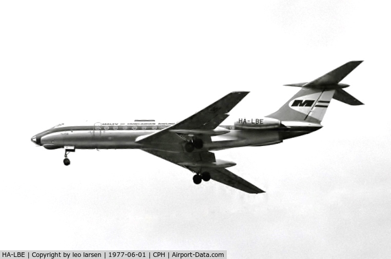 HA-LBE, 1969 Tupolev Tu-134 C/N 8350802, Copenhagen 1.6.1977