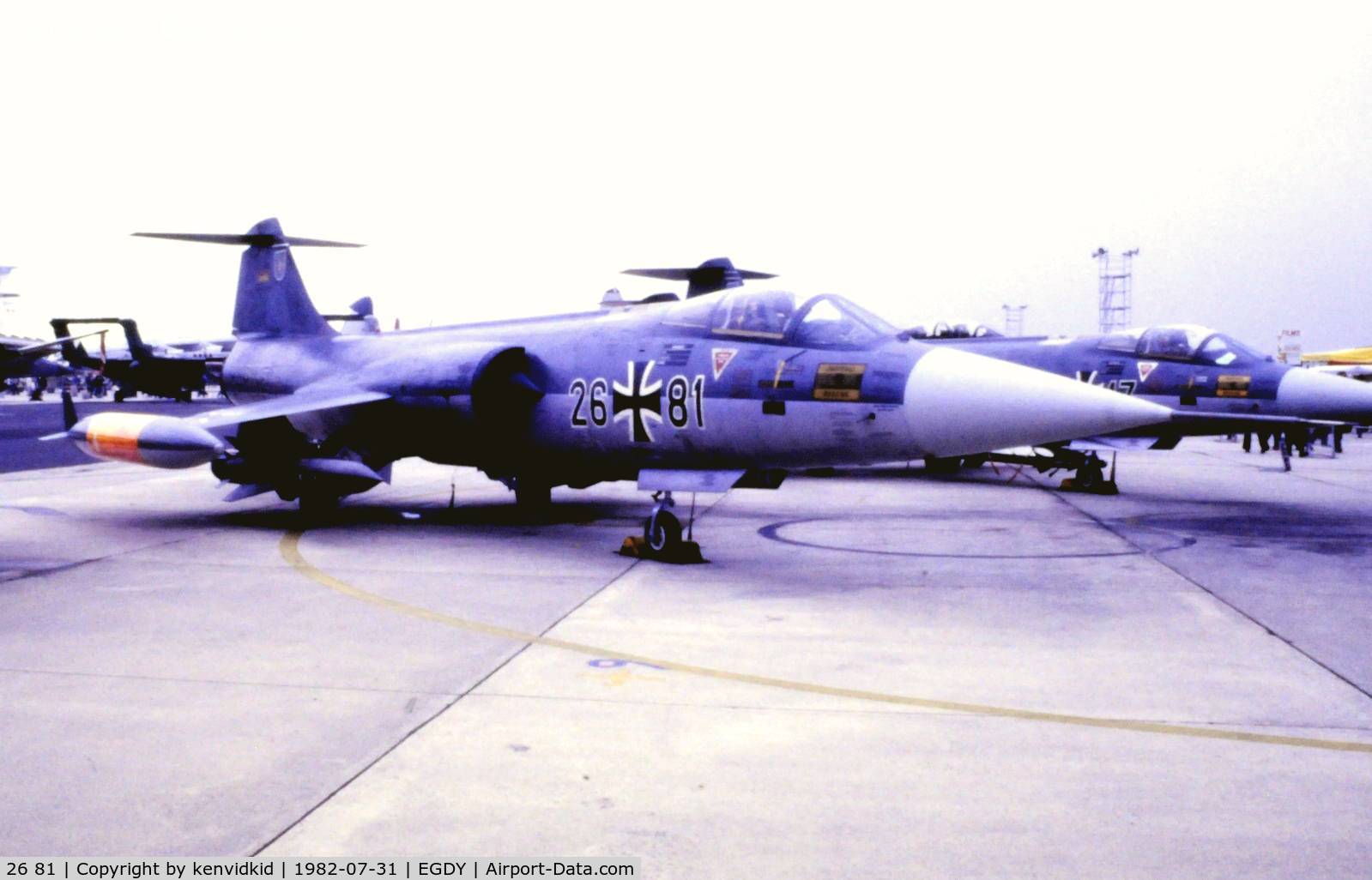 26 81, Lockheed F-104G Starfighter C/N 683-7427, On static display at the 1982 Yeovilton air show.