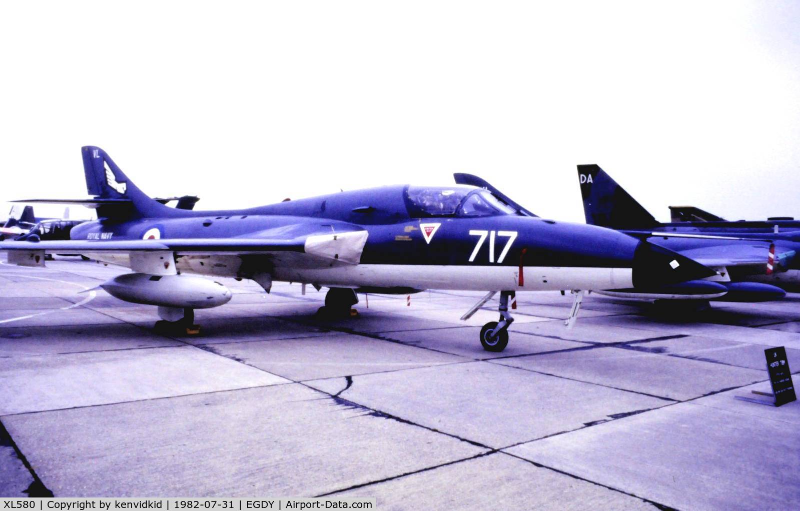 XL580, 1958 Hawker Hunter T.8M C/N 41H-693730, On static display at the 1982 Yeovilton air show.