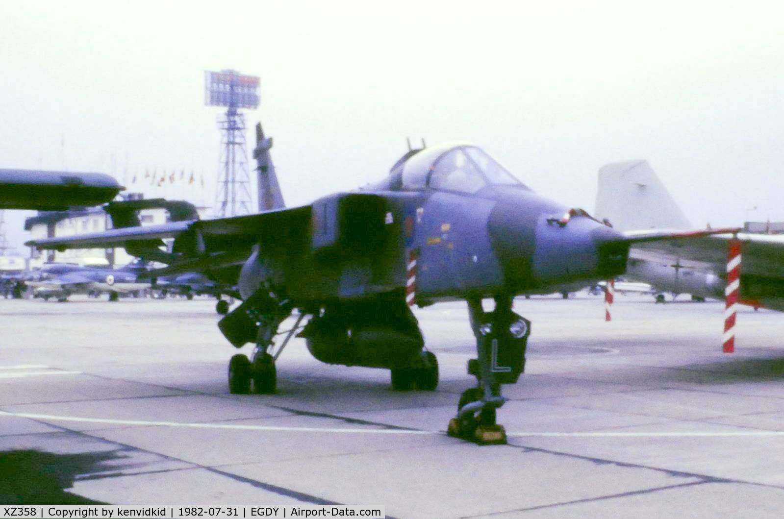 XZ358, 1976 Sepecat Jaguar GR.1A C/N S.125, On static display at the 1982 Yeovilton air show.