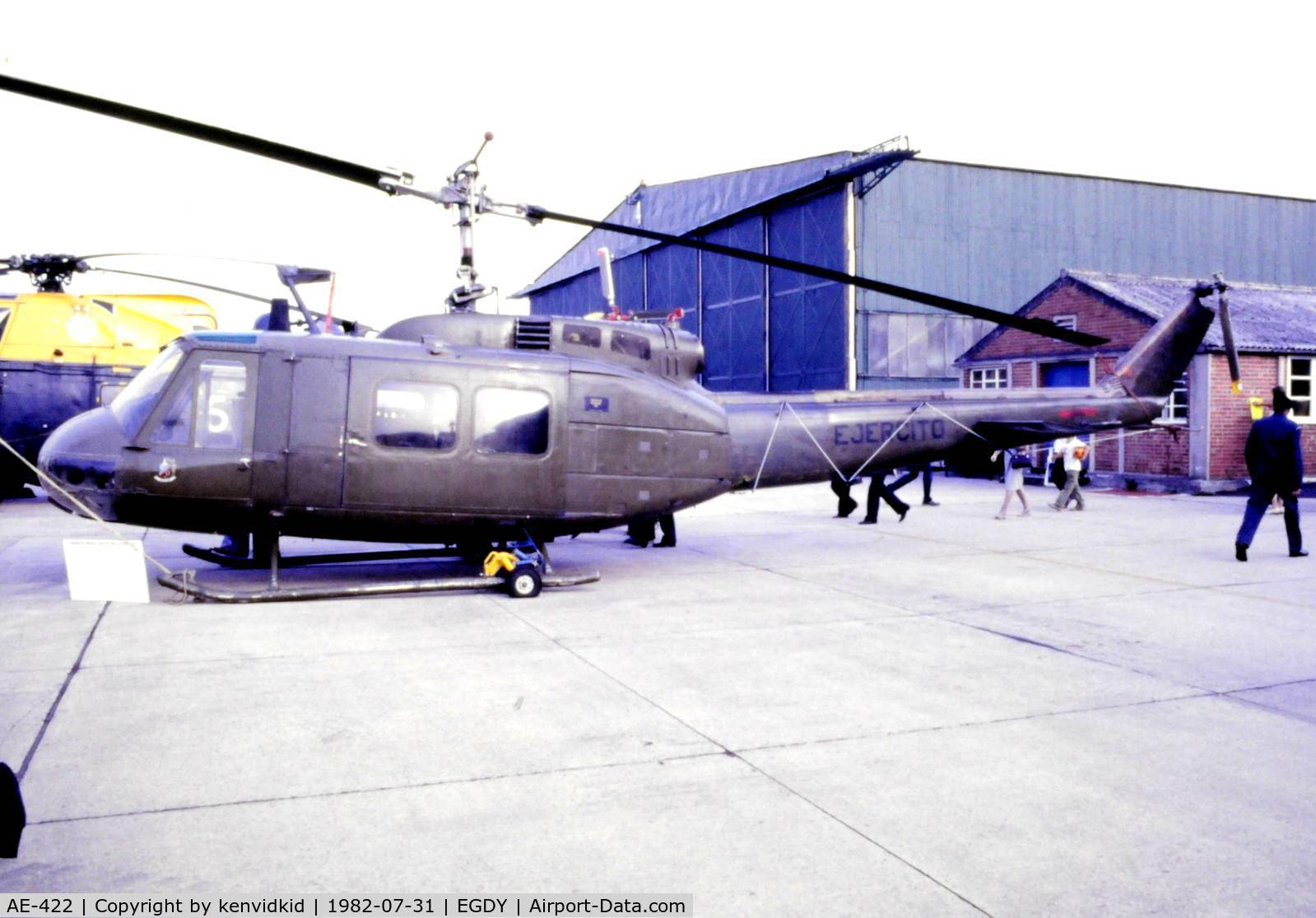 AE-422, Bell UH-1H Iroquois C/N 13844, On static display at the 1982 Yeovilton air show.
