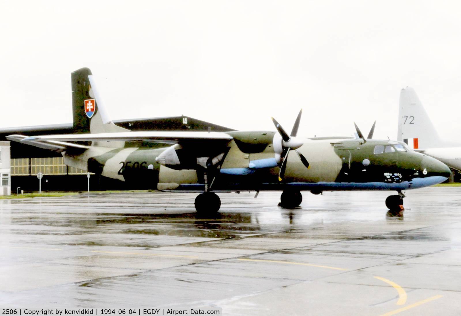 2506, Antonov An-26 C/N 12506, On static display at the RNAS Yeovilton 1994 50th Anniversary of D Day photocall. It rained all day.
