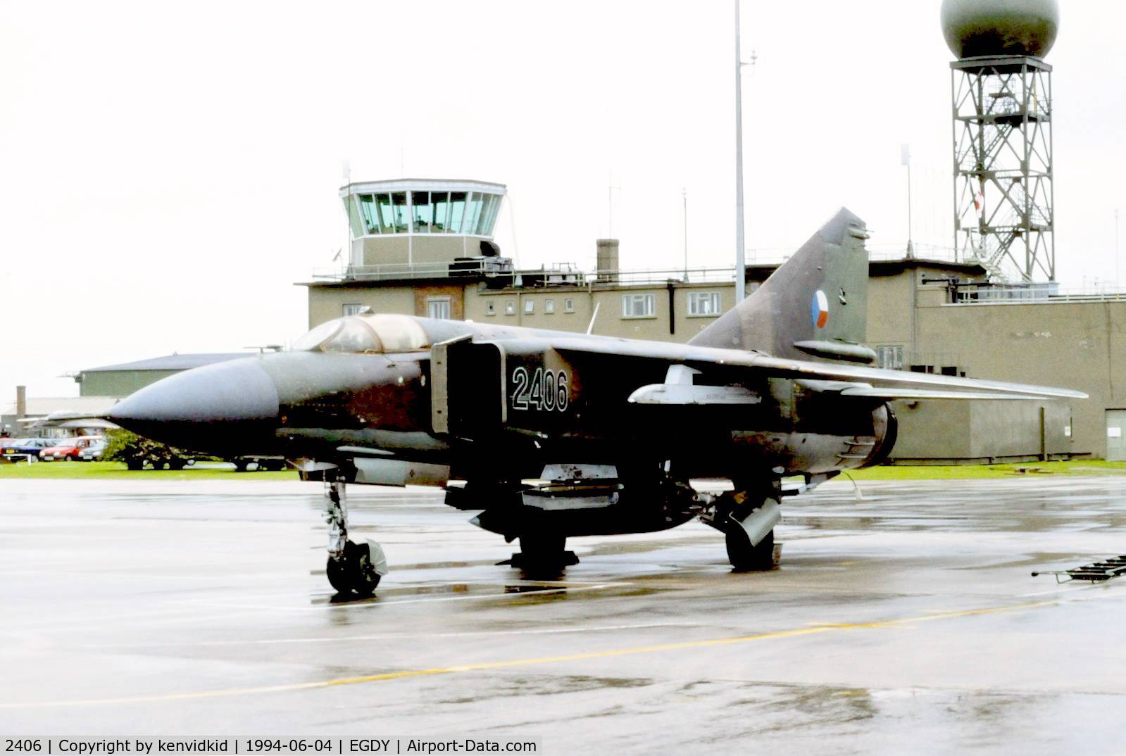 2406, Mikoyan-Gurevich MiG-23ML C/N 22406, On static display at the RNAS Yeovilton 1994 50th Anniversary of D Day photocall. It rained all day.