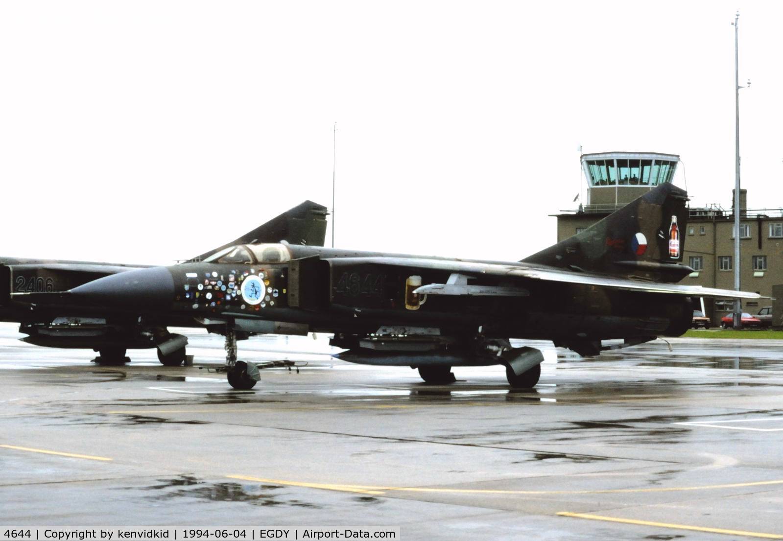 4644, Mikoyan-Gurevich MiG-23ML C/N 0390324644, On static display at the RNAS Yeovilton 1994 50th Anniversary of D Day photocall. It rained all day.