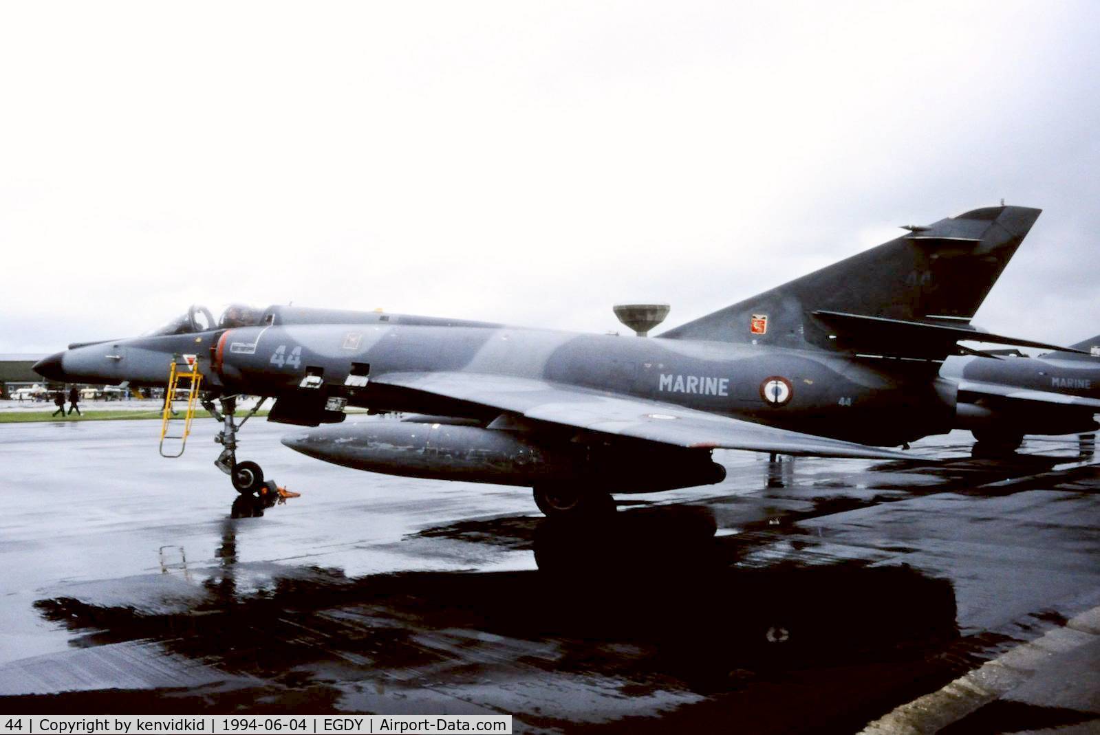 44, Dassault Super Etendard C/N 44, On static display at the RNAS Yeovilton 1994 50th Anniversary of D Day photocall. It rained all day.