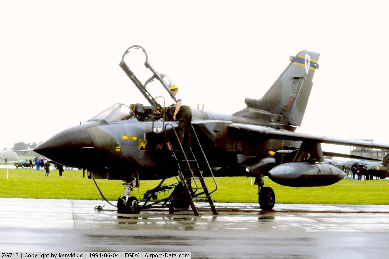 ZG713, 1990 Panavia Tornado GR.1A C/N 824/BS180/3396, On static display at the RNAS Yeovilton 1994 50th Anniversary of D Day photocall. It rained all day.