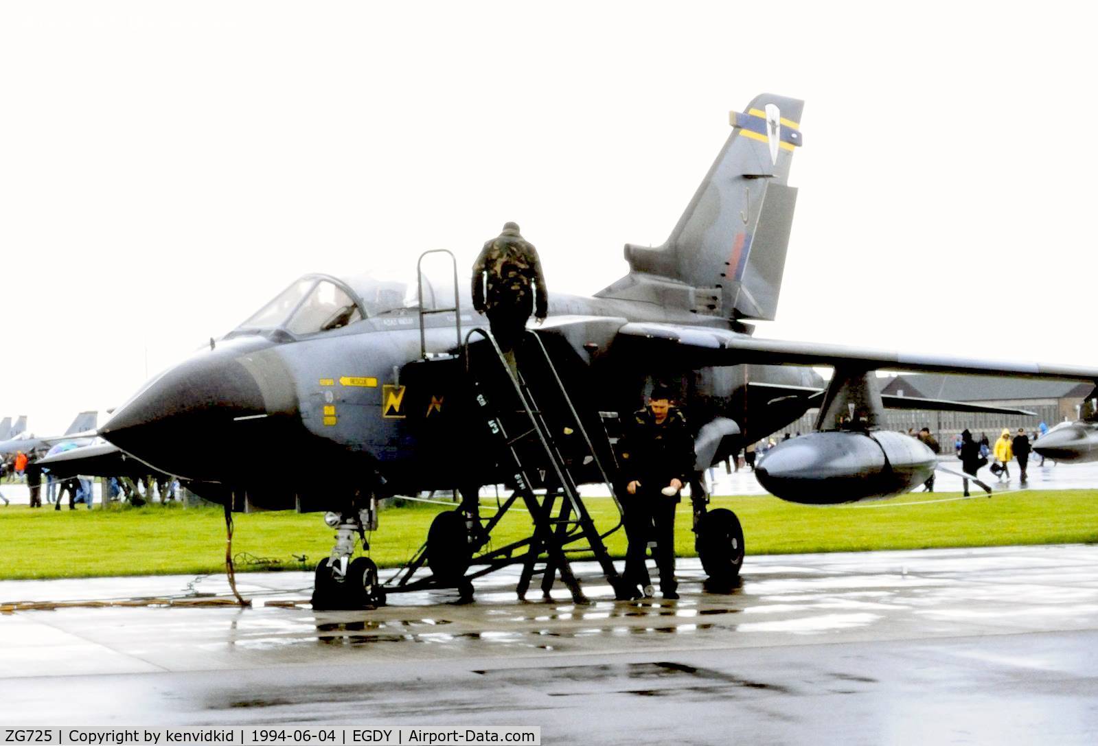 ZG725, 1990 Panavia Tornado GR.1A C/N 828/BS182/3399, On static display at the RNAS Yeovilton 1994 50th Anniversary of D Day photocall. It rained all day.