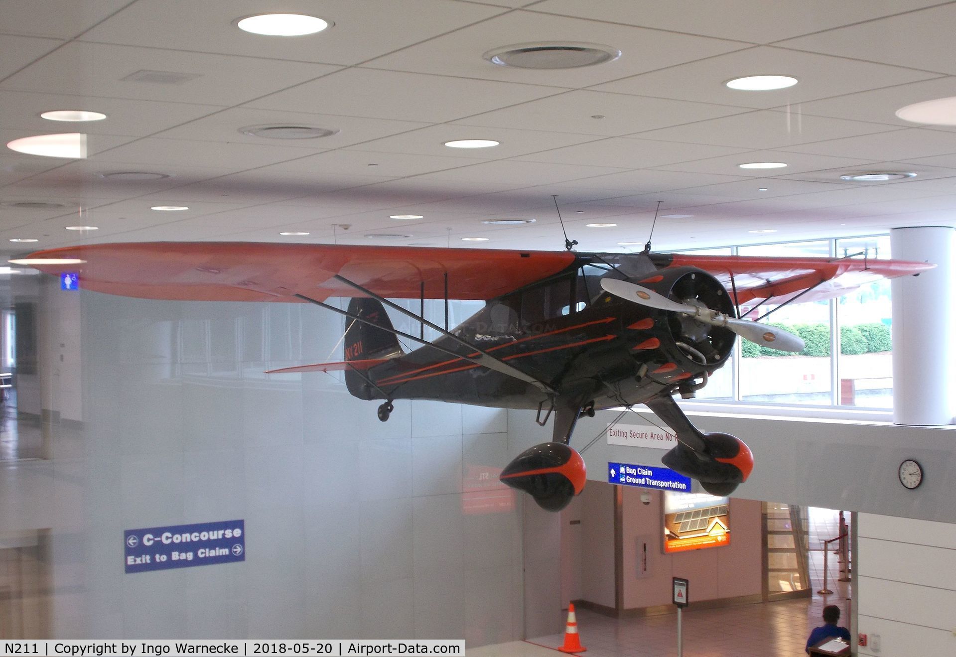 N211, 1935 Monocoupe D145 C/N D-125, Monocoupe D-145, once built for Charles Lindbergh, now preserved by the Missouri Historical Museum and displayed until June 2018 at  St. Louis Lambert International Airport, St. Louis county MO