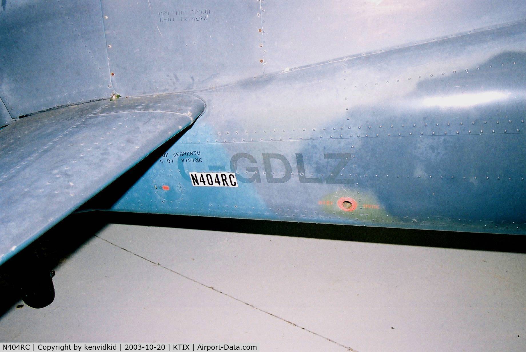 N404RC, 1973 Utva UTVA-66 (V-51) C/N 0855, Detail of previous registration.
At the Valliant Air Command Museum.