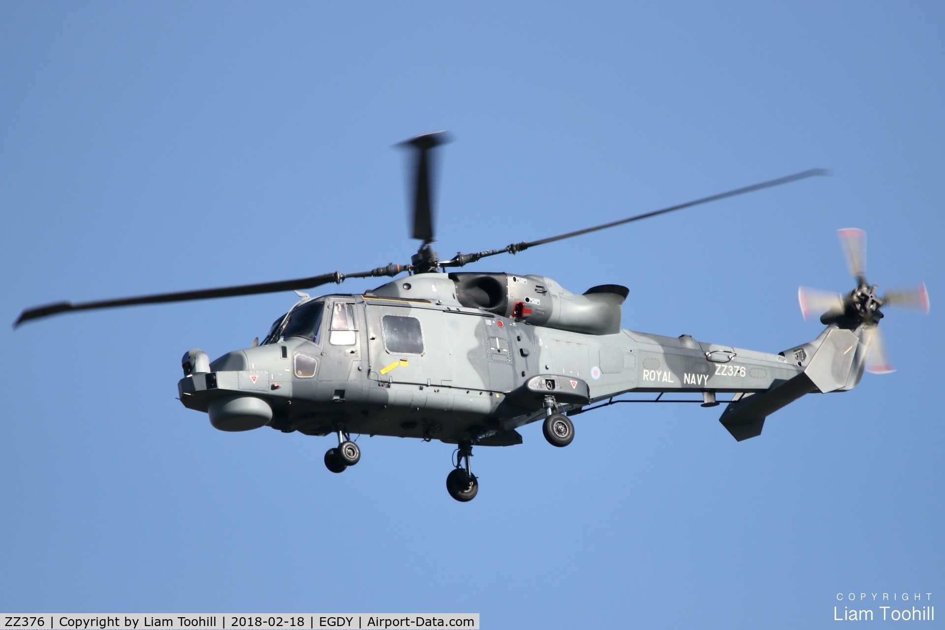 ZZ376, 2013 AgustaWestland AW-159 Wildcat HMA.2 C/N 495, ZZ376 departing RNAS Yeovilton