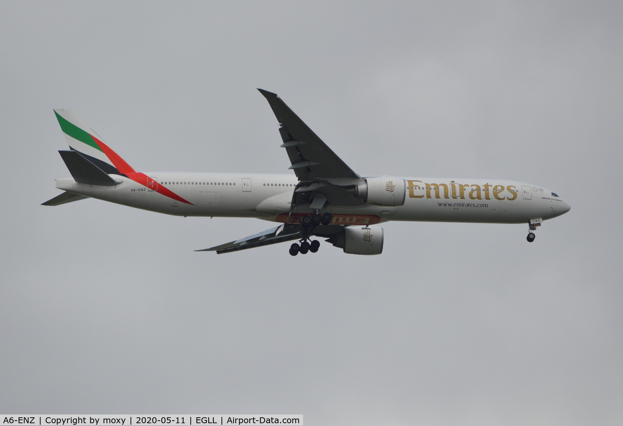 A6-ENZ, 2015 Boeing 777-31H/ER C/N 42319, Boeing 777-31H/ER on finals to London Heathrow.