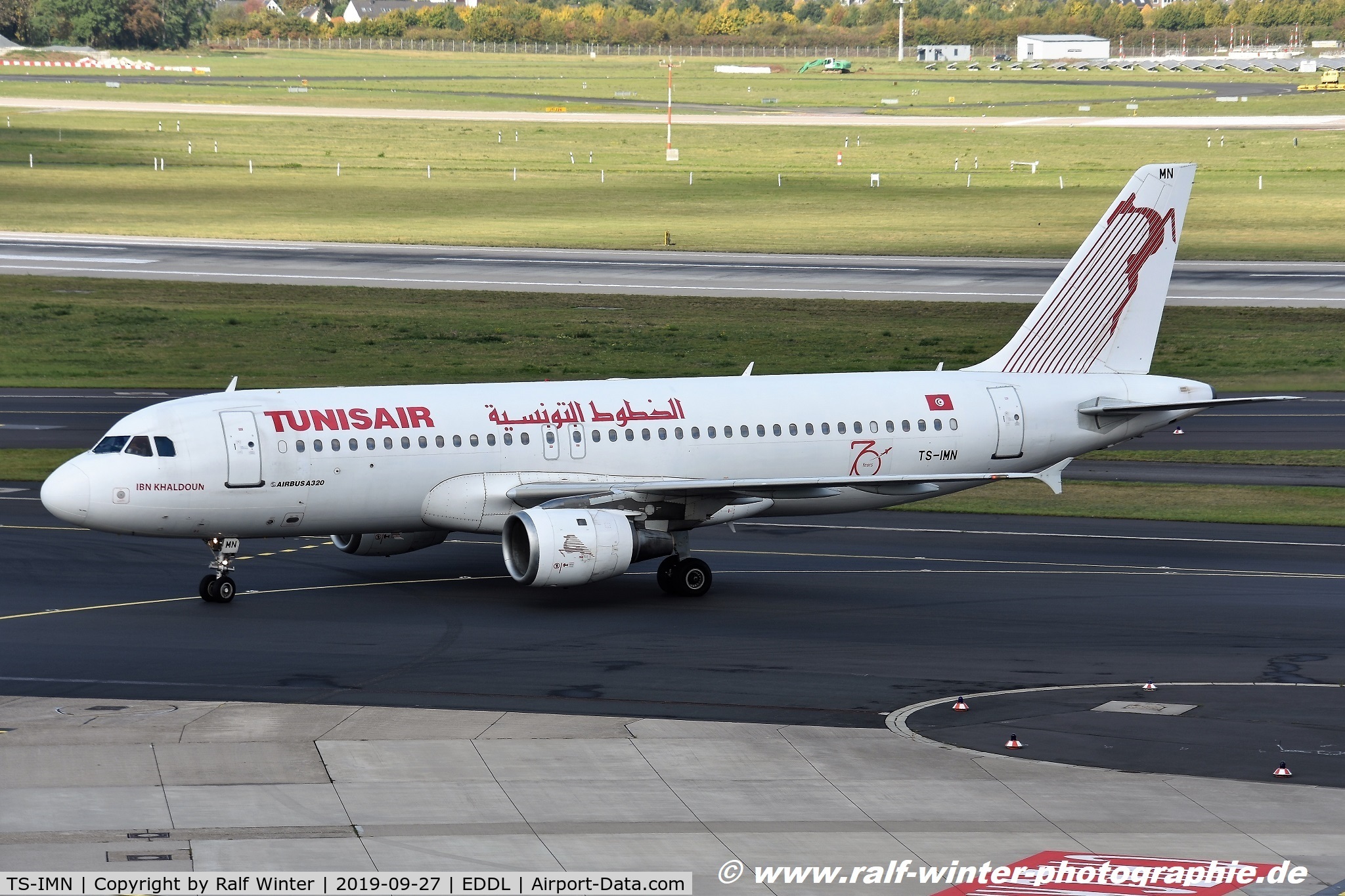 TS-IMN, 2000 Airbus A320-211 C/N 1187, Airbus A320-211 - TU TAR Tunisair '70' 'Ibn Khaldoun' - 1187 - TS-IMN - 27.09.2019 - DUS