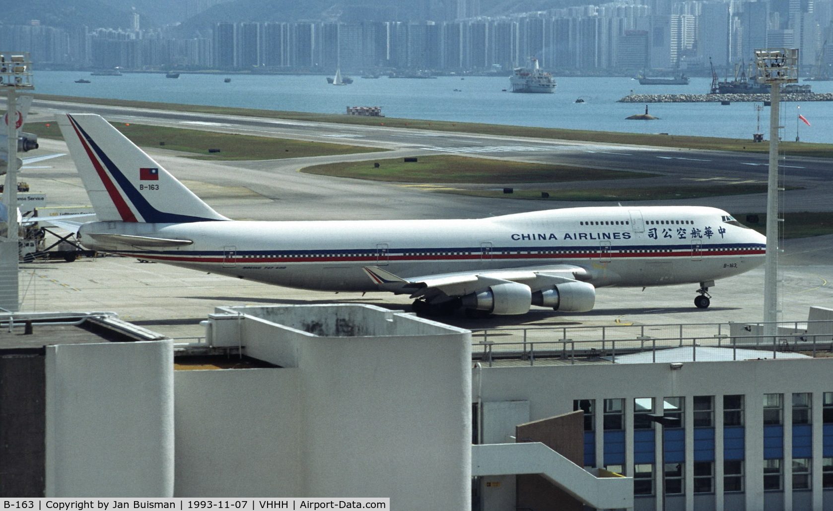 B-163, 1991 Boeing 747-409SF C/N 24311, China Airlines  (at Kai Tak airport)