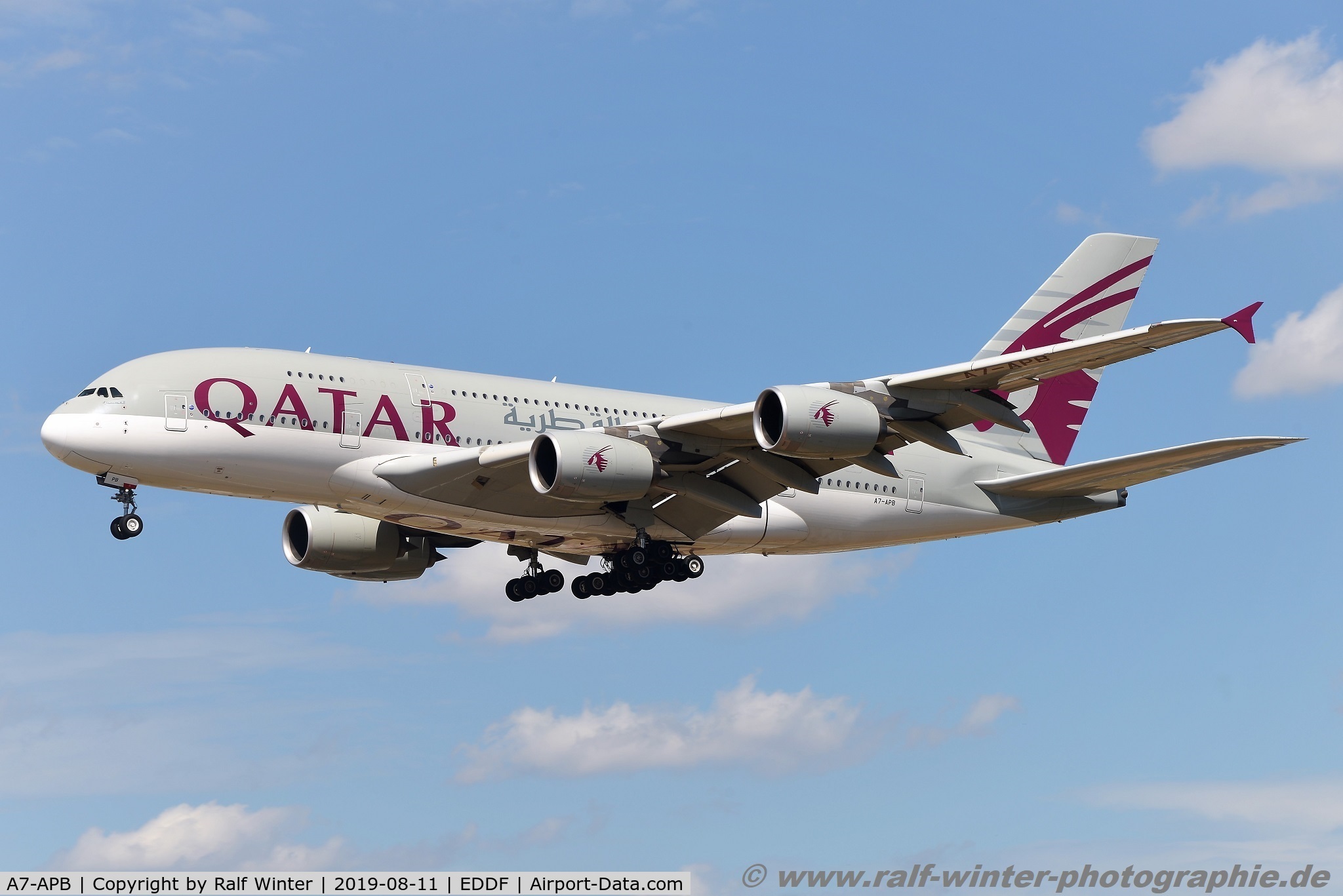 A7-APB, 2013 Airbus A380-861 C/N 143, Airbus A380-861 - QR QTR Qatar Airways - 143 - A7-APB - 11.08.2019 - FRA
