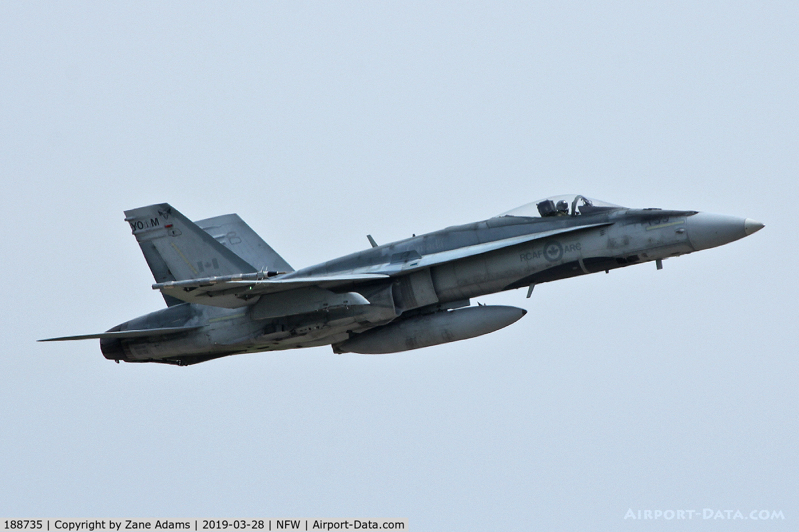 188735, McDonnell Douglas CF-188A Hornet C/N 0254/A203, Canadian CF188 departing NAS Fort Worth