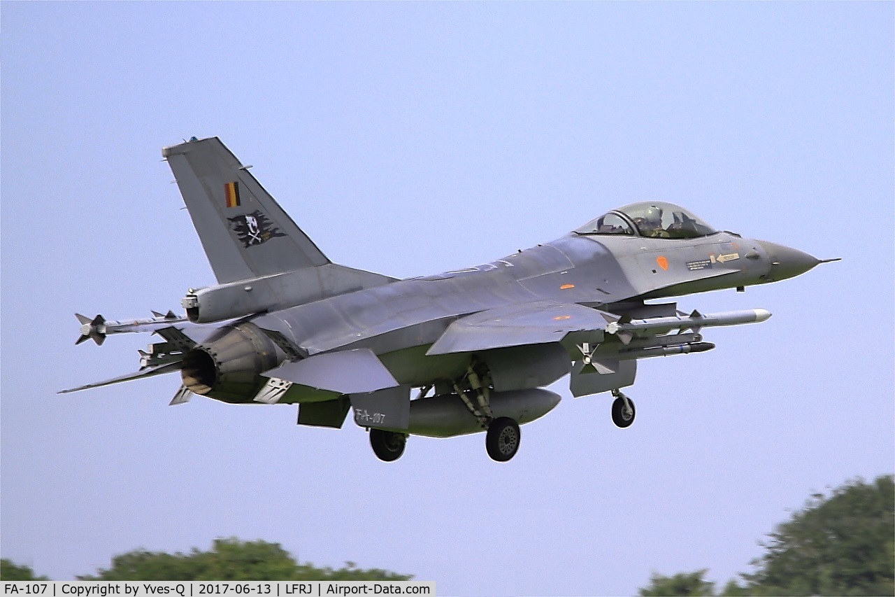 FA-107, 1980 SABCA F-16AM Fighting Falcon C/N 6H-107, SABCA F-16AM Fighting Falcon, On final rwy 08, Landivisiau Naval Air Base (LFRJ) Tiger Meet 2017