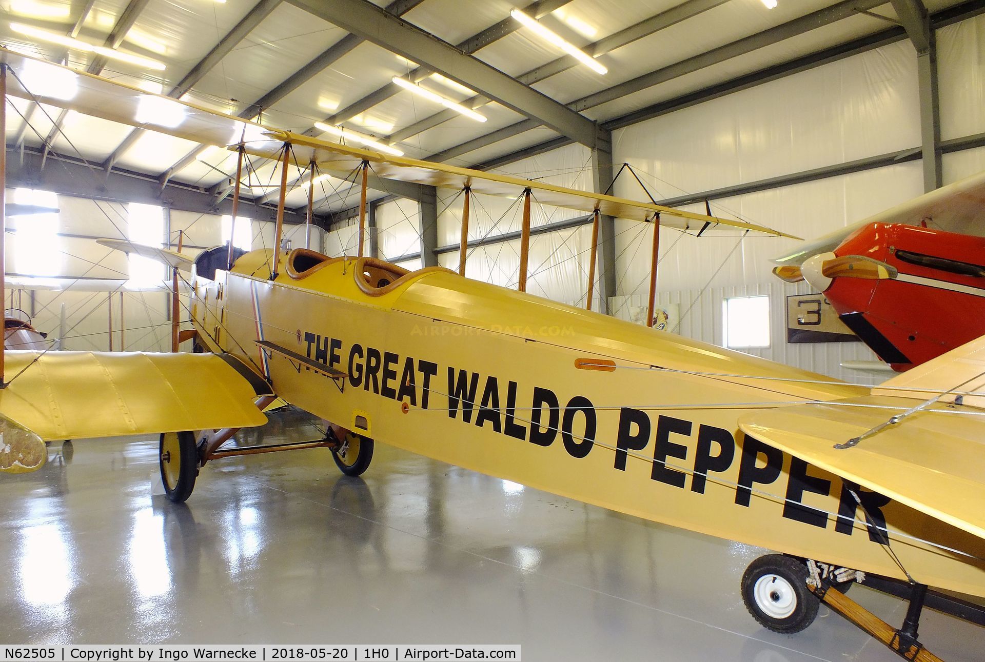 N62505, Folsom J-1 STANDARD C/N T-4595, Standard (Folsom) J-1 (minus engine/propeller) as used in the movie 'The Great Waldo Pepper' at the Aircraft Restoration Museum at Creve Coeur airfield, Maryland Heights MO