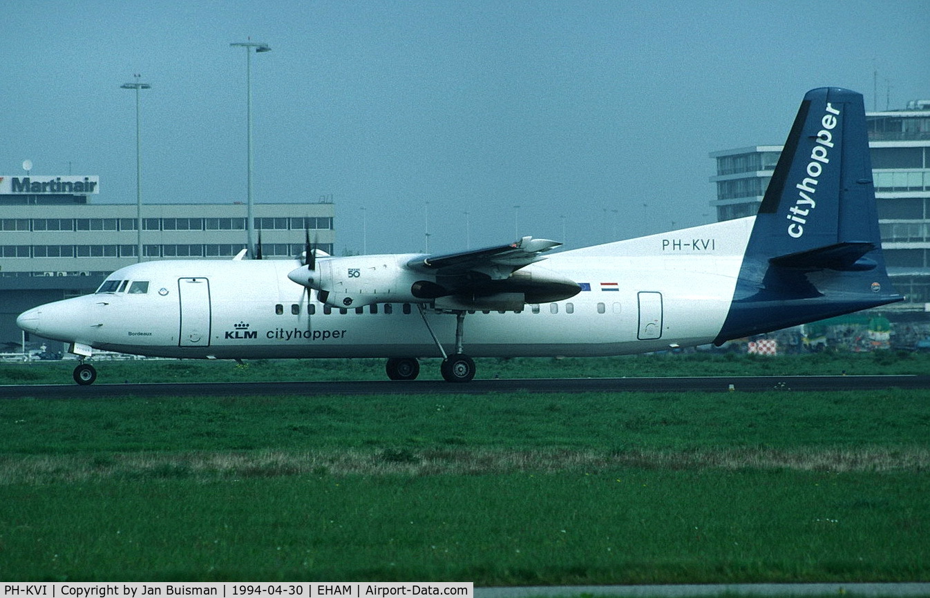 PH-KVI, 1991 Fokker 50 C/N 20218, KLM cityhopper