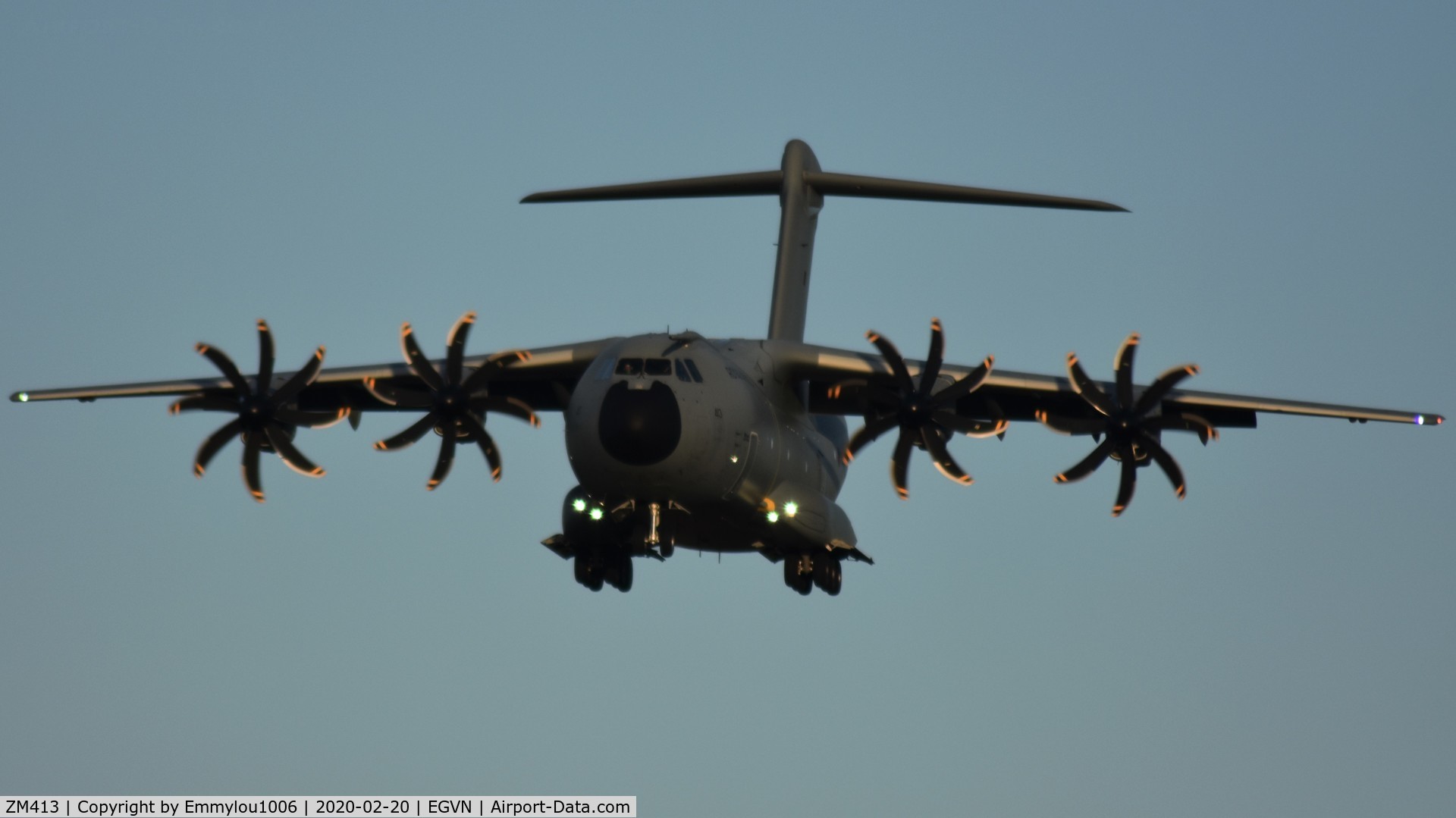 ZM413, 2016 Airbus A400M-180 Atlas C.1 C/N 045, standing on the end of brize norton runway