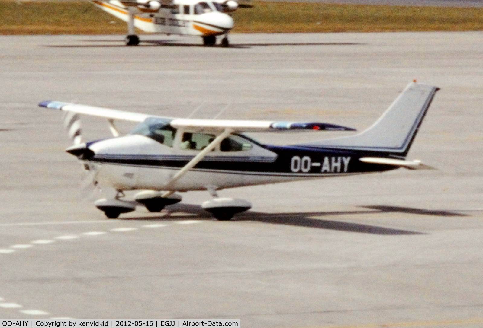 OO-AHY, 1972 Cessna 182P Skylane C/N 18261644, At Jersey airport early 1970's.
Scanned from slide.