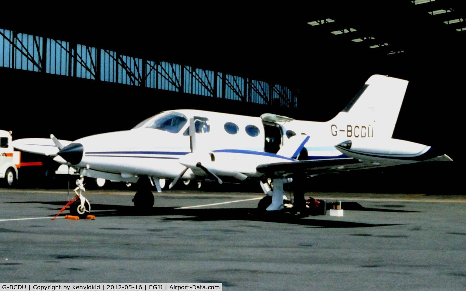 G-BCDU, 1974 Cessna 414 Chancellor C/N 414-0493, At Jersey airport early 1970's.
Scanned from slide.