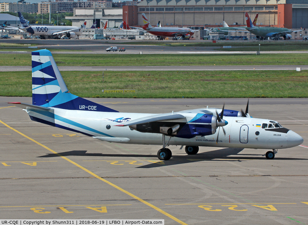 UR-CQE, 1985 Antonov An-26B C/N 14004, Arriving to the Cargo area...