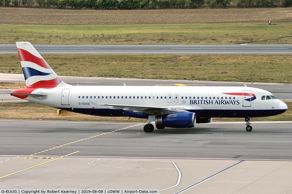G-EUUG, 2002 Airbus A320-232 C/N 1829, Taxiing in after arrival