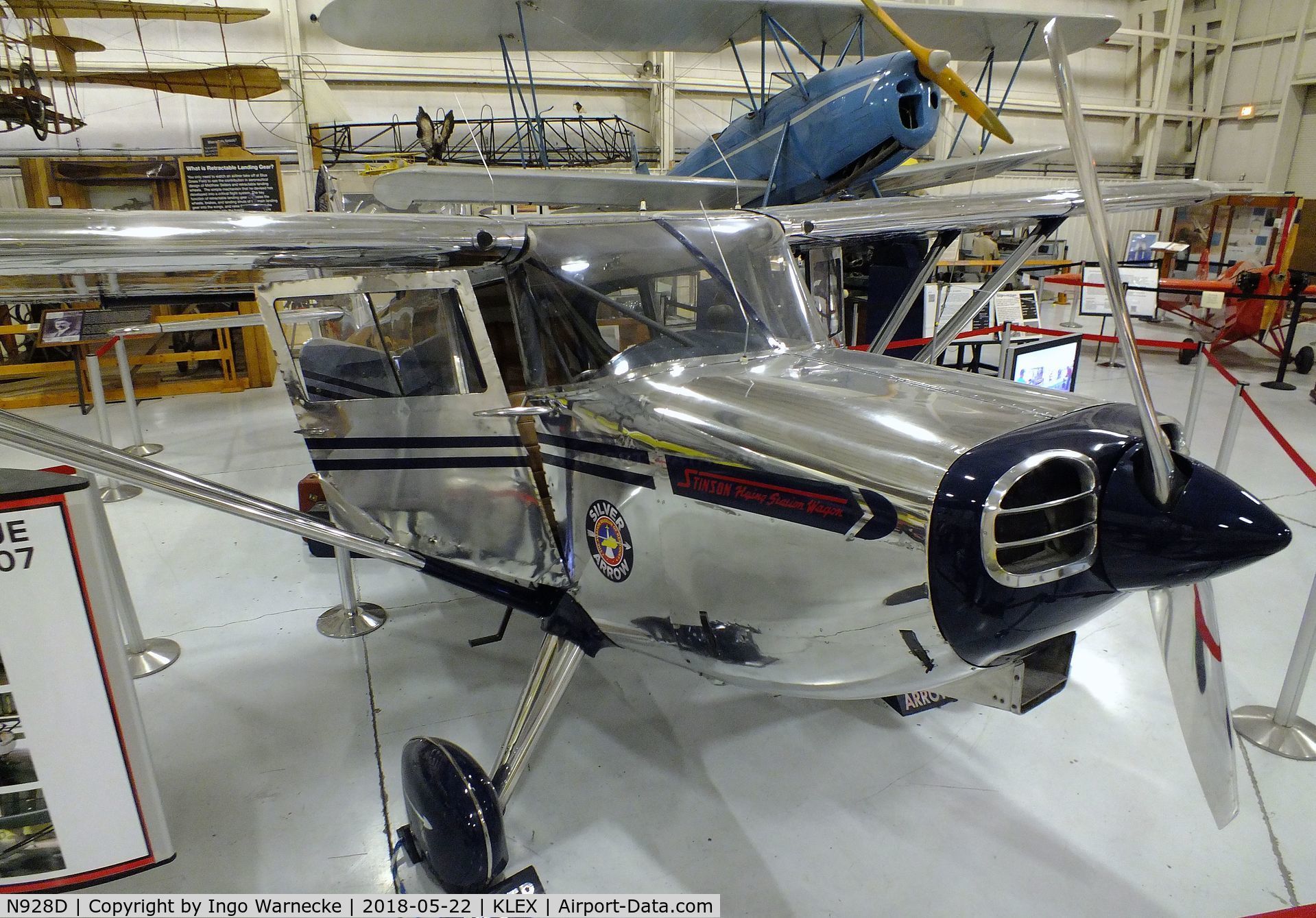 N928D, 1947 Stinson 108-2 Voyager C/N 108-2928, Stinson 108-2 Flying Station Wagon at the Aviation Museum of Kentucky, Lexington KY