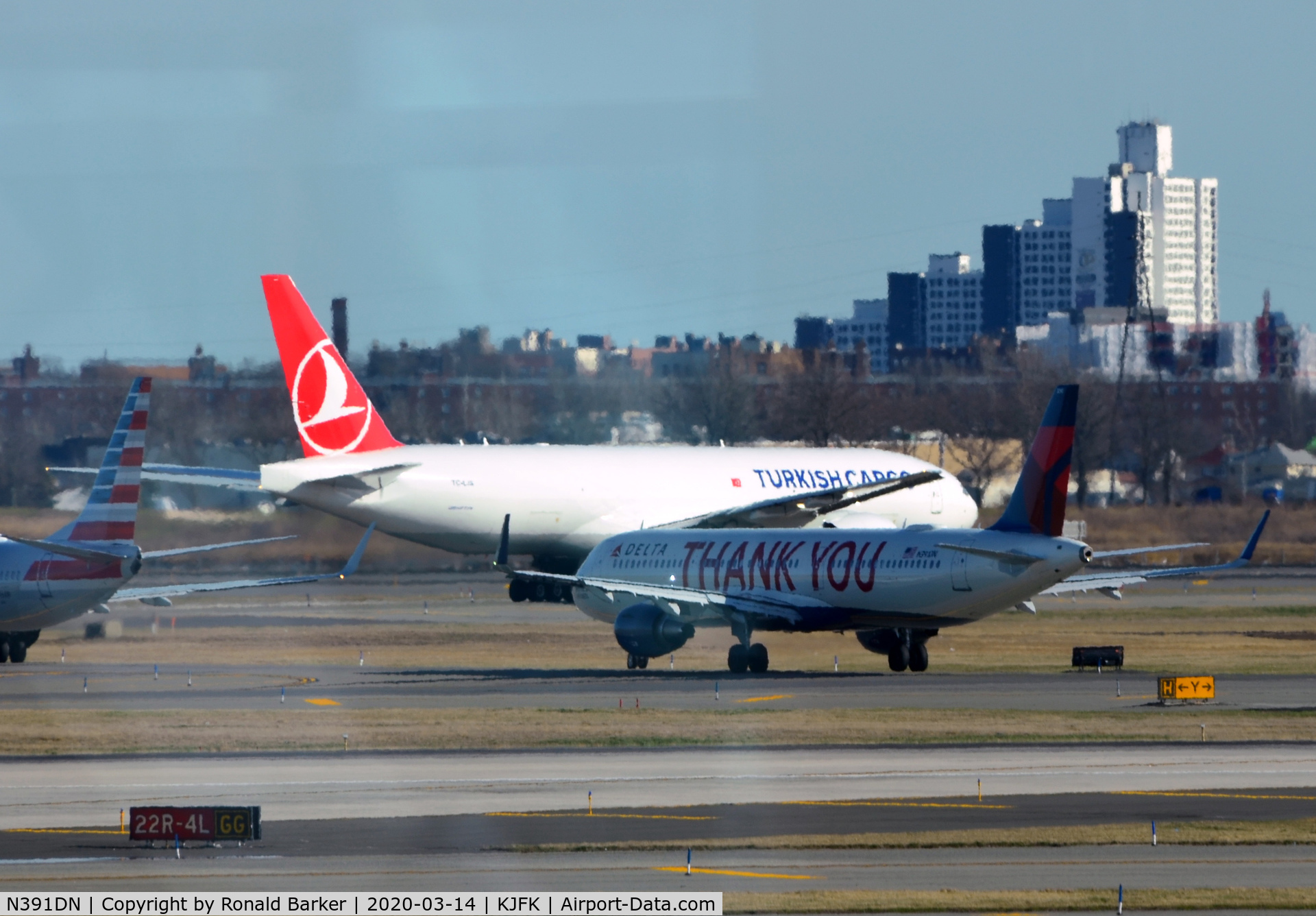 N391DN, 2019 Airbus A321-211 C/N 9027, Delta ship & Turkish cargo taxi JFK