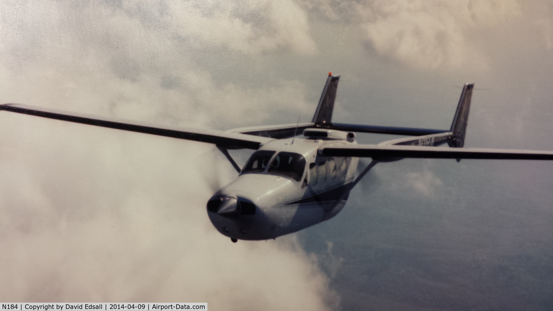 N184, 1974 Cessna T337G Turbo Super Skymaster C/N P3370206, In flight Indiana