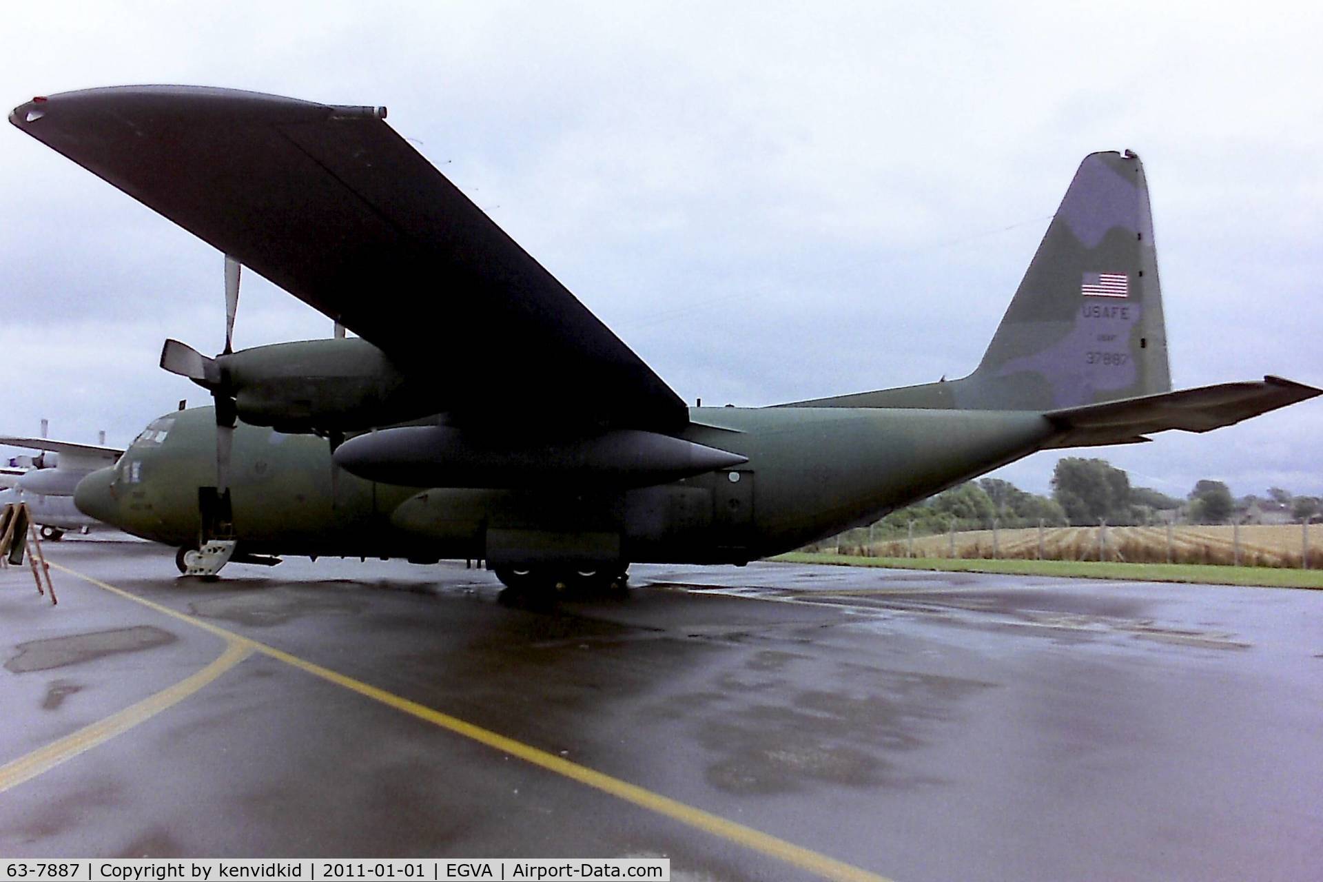 63-7887, 1964 Lockheed C-130E Hercules C/N 382-3958, At RIAT 1993, scanned from negative.